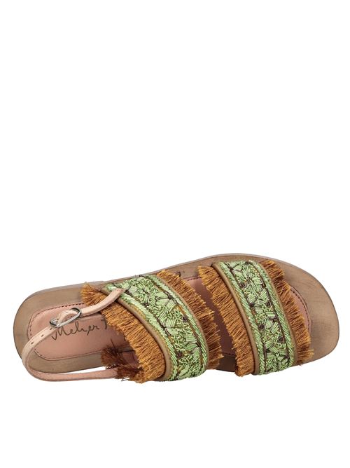 Leather and fabric sandals MEHER KAKALIA | QUEEN RUTH SANDALNEON GREEN